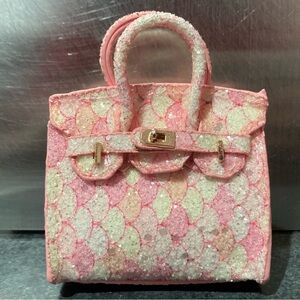 👜Handmade Mini Pastel Glitter Fish Scale Birkin AirPods Tote Bag Charm Miniature